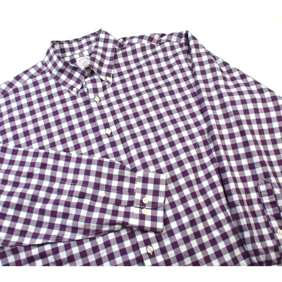 Brooks Brothers 346 Button Down Non-Iron Long Sleeve Gingham Check Shirt Mens L - Picture 1 of 9